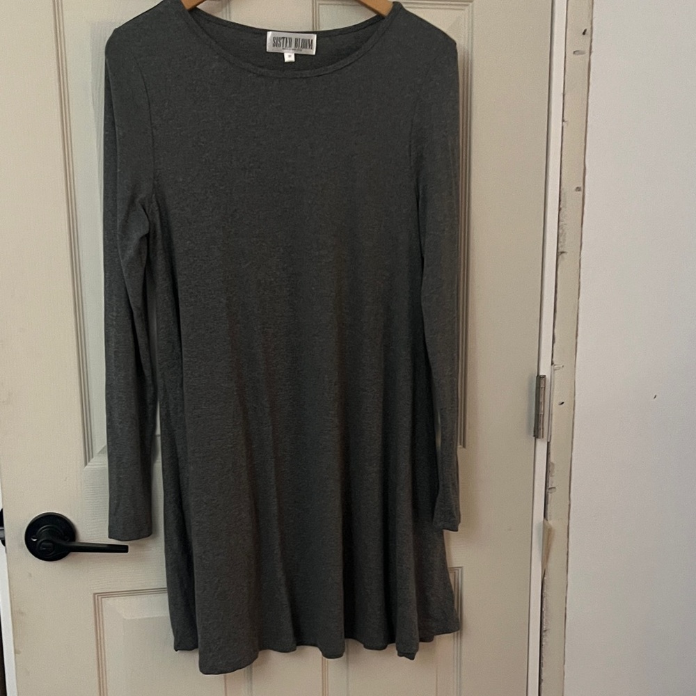 Sister Bloom Gray Long Sleeve Comfy Dress